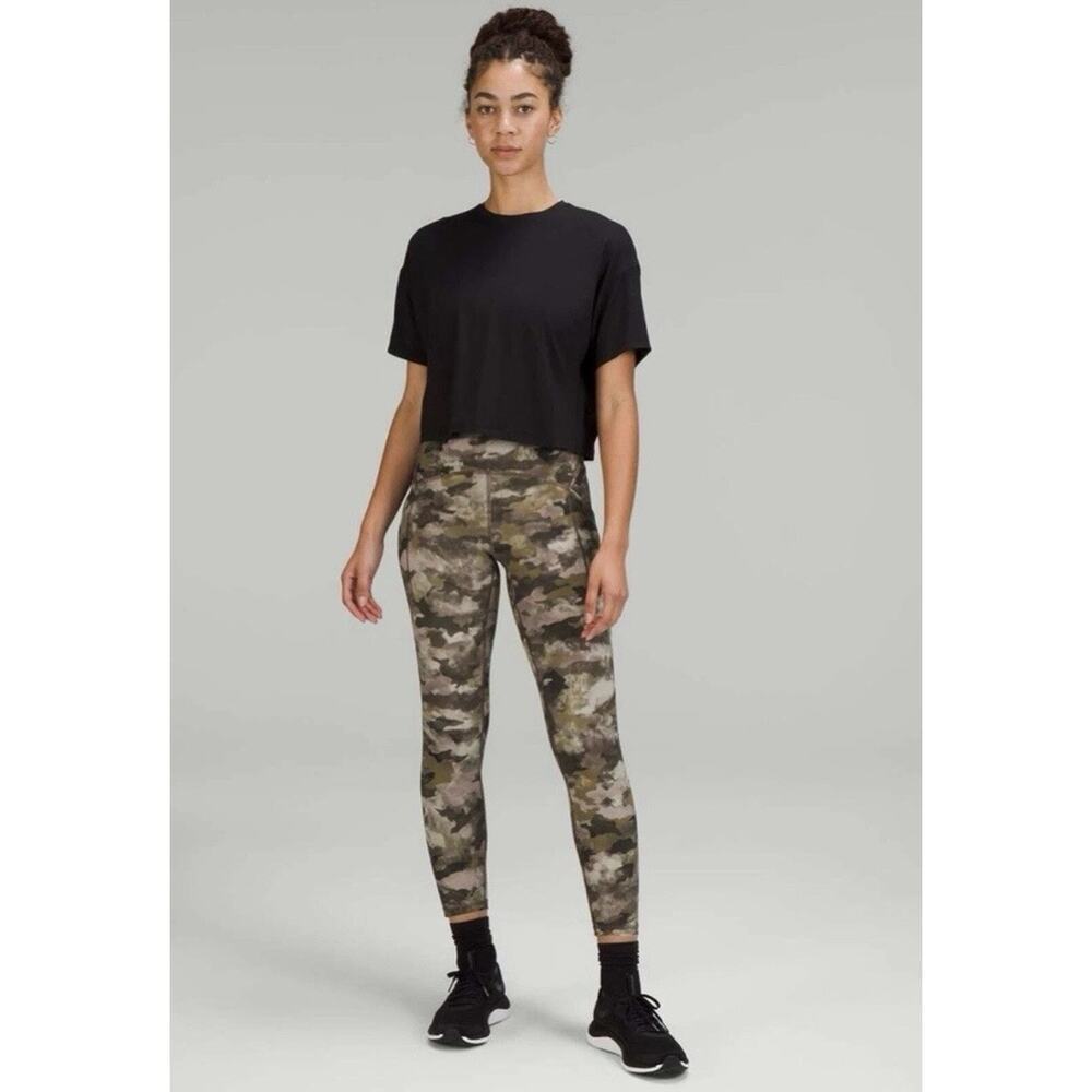 Lululemon Power Thru 25" Camo Wash Juniper Green Multi NWOT